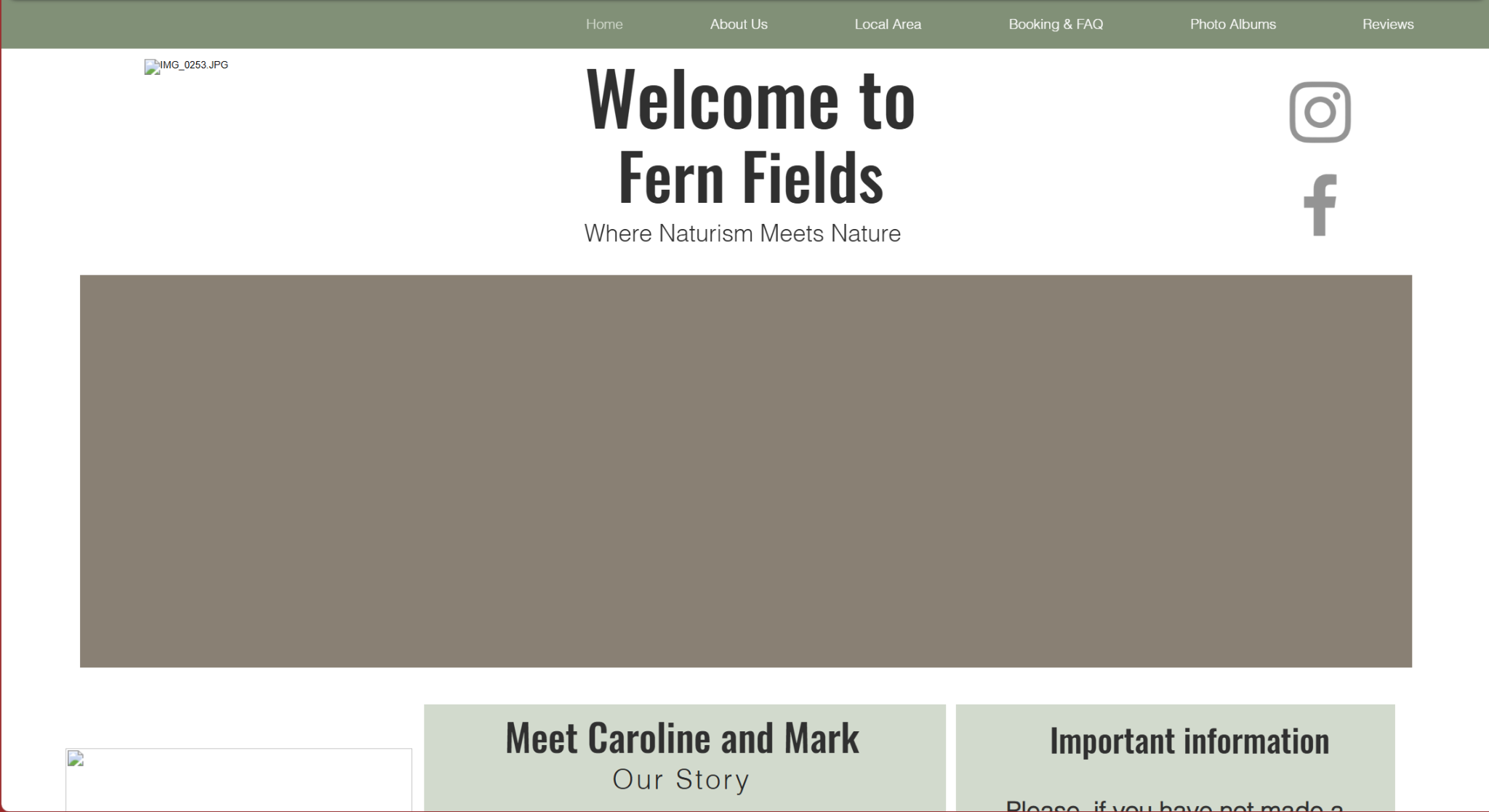 Archive.org capture of the original Fern Fields Wix homepage before the Diablo Studio rebuild