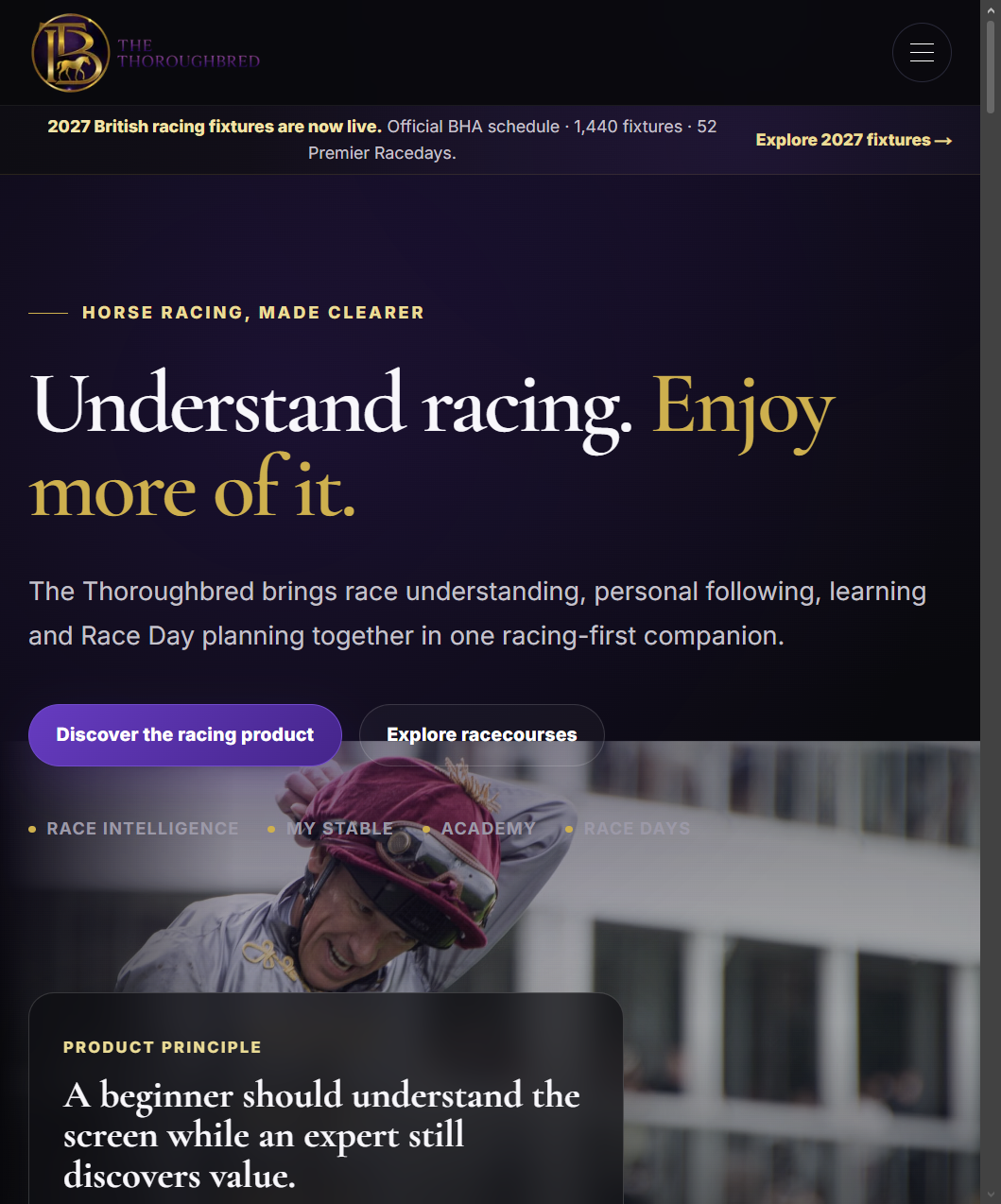 The Thoroughbred homepage